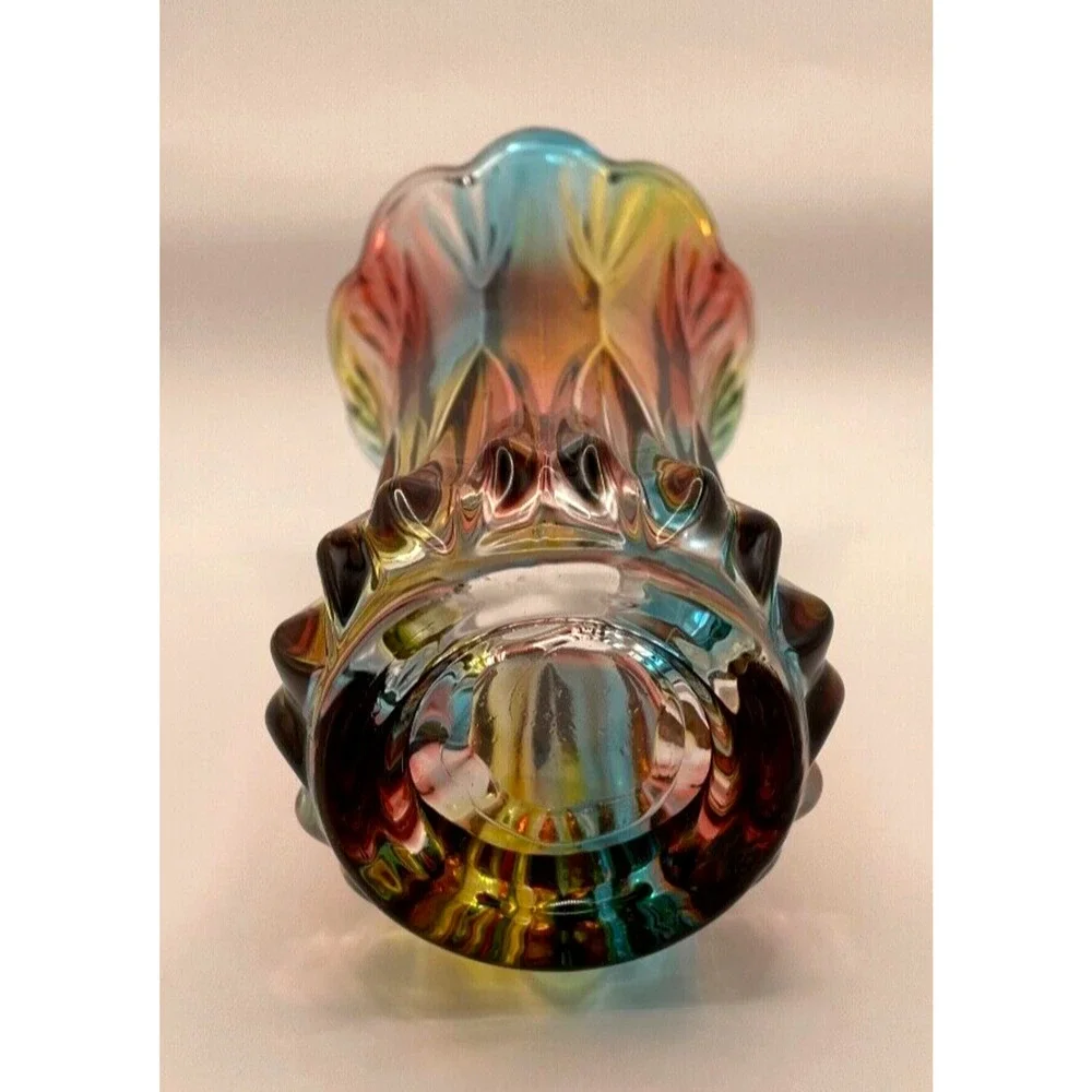 Pre-owned Crystal Glass Colorful Vase Home Decor ONLY